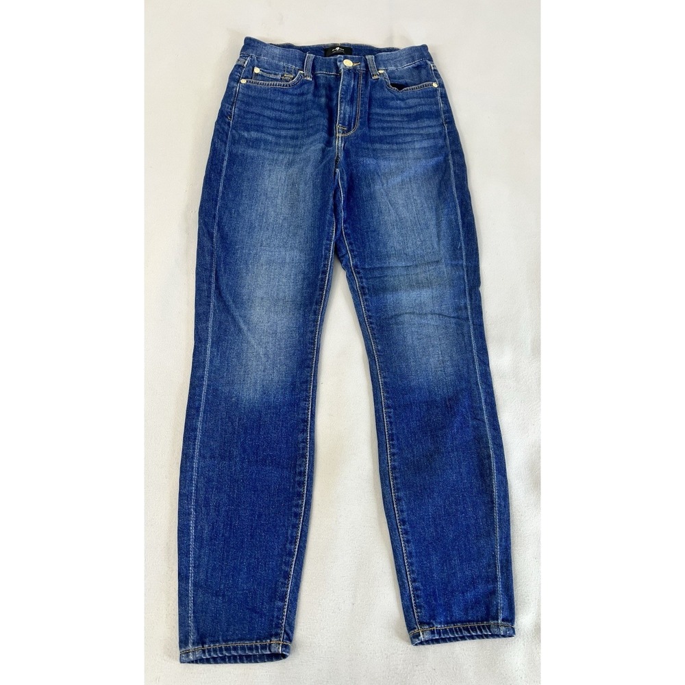 7 For All Mankind Jeans Womens 26 Blue Dark Wash Skinny Stretch High Rise Denim